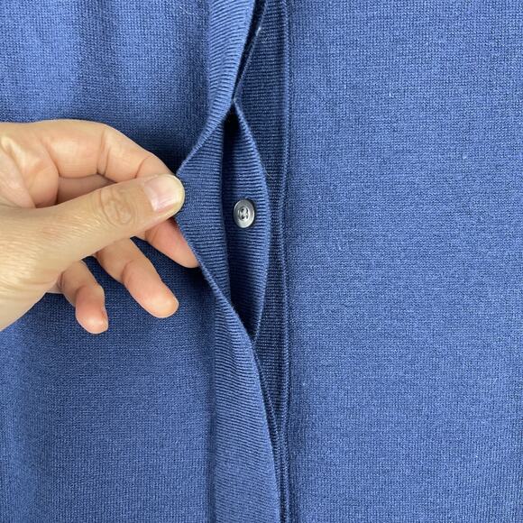 J Jill Wool Blend Longline Cardigan Sweater Womens PM Blue Curved Hem Pocket - Picture 5 of 13